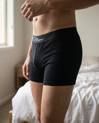 Mouski Men’s Basic Trunk Underwear, Cotton Blend Stretch Waistband, Comfortable Everyday Fit,pack of 2, Black